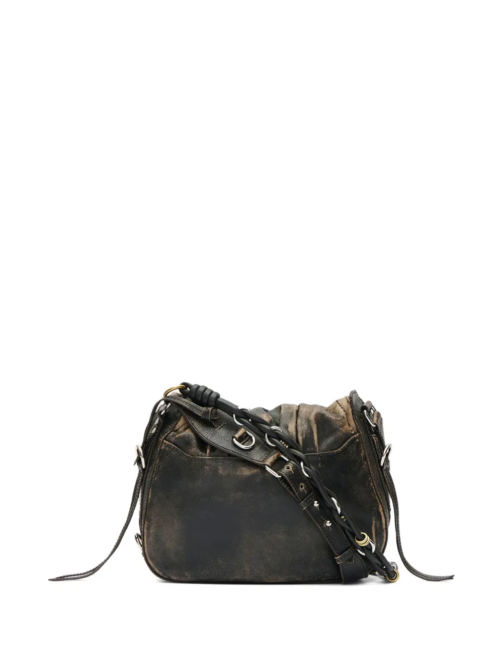 Isabel Marant Drawstring Leather Shoulder Bag In Black