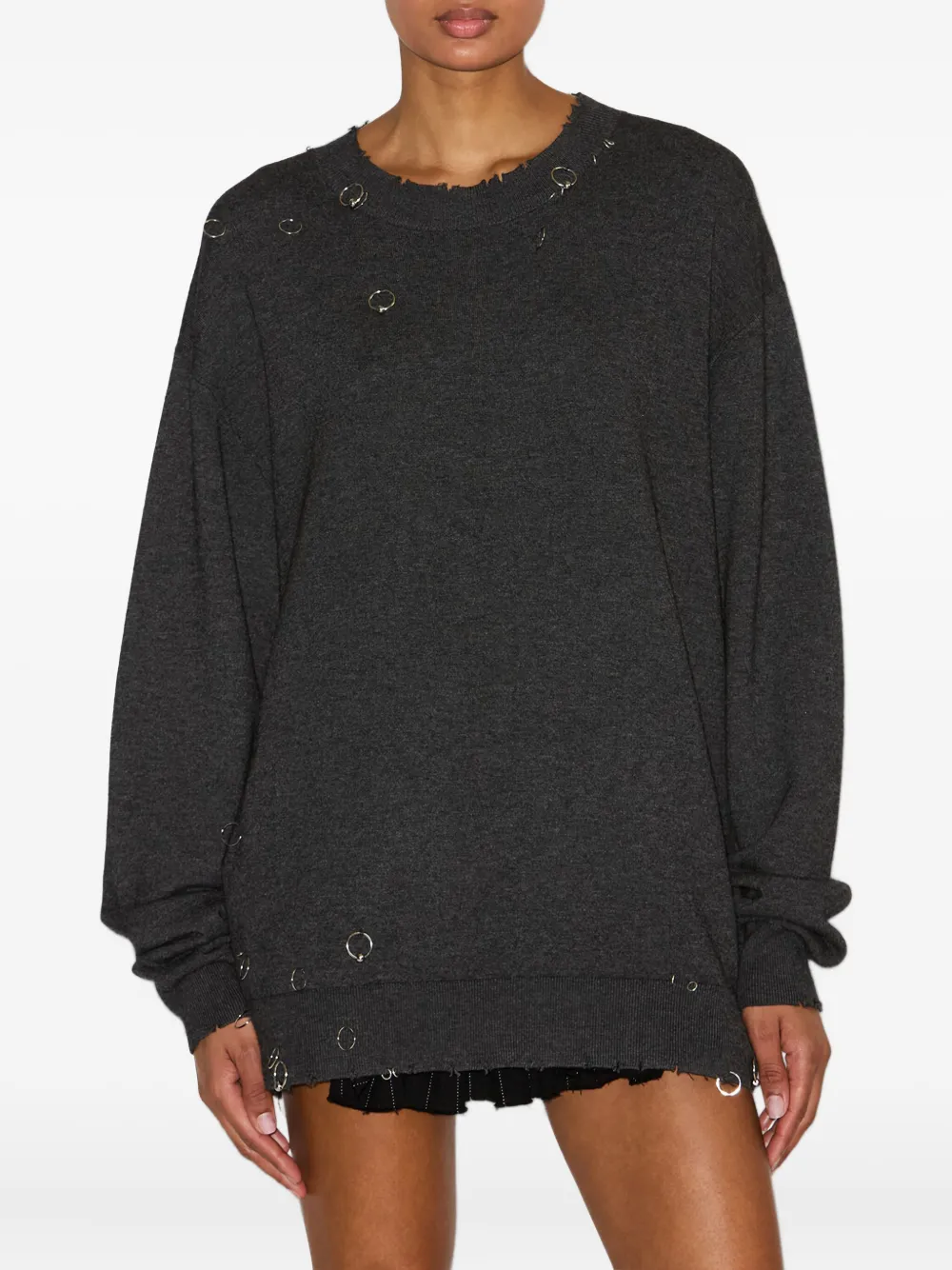 Isabel Marant Womens Anthracite Atrium Cassandre Ring Brushed Knitted Jumper In Gray