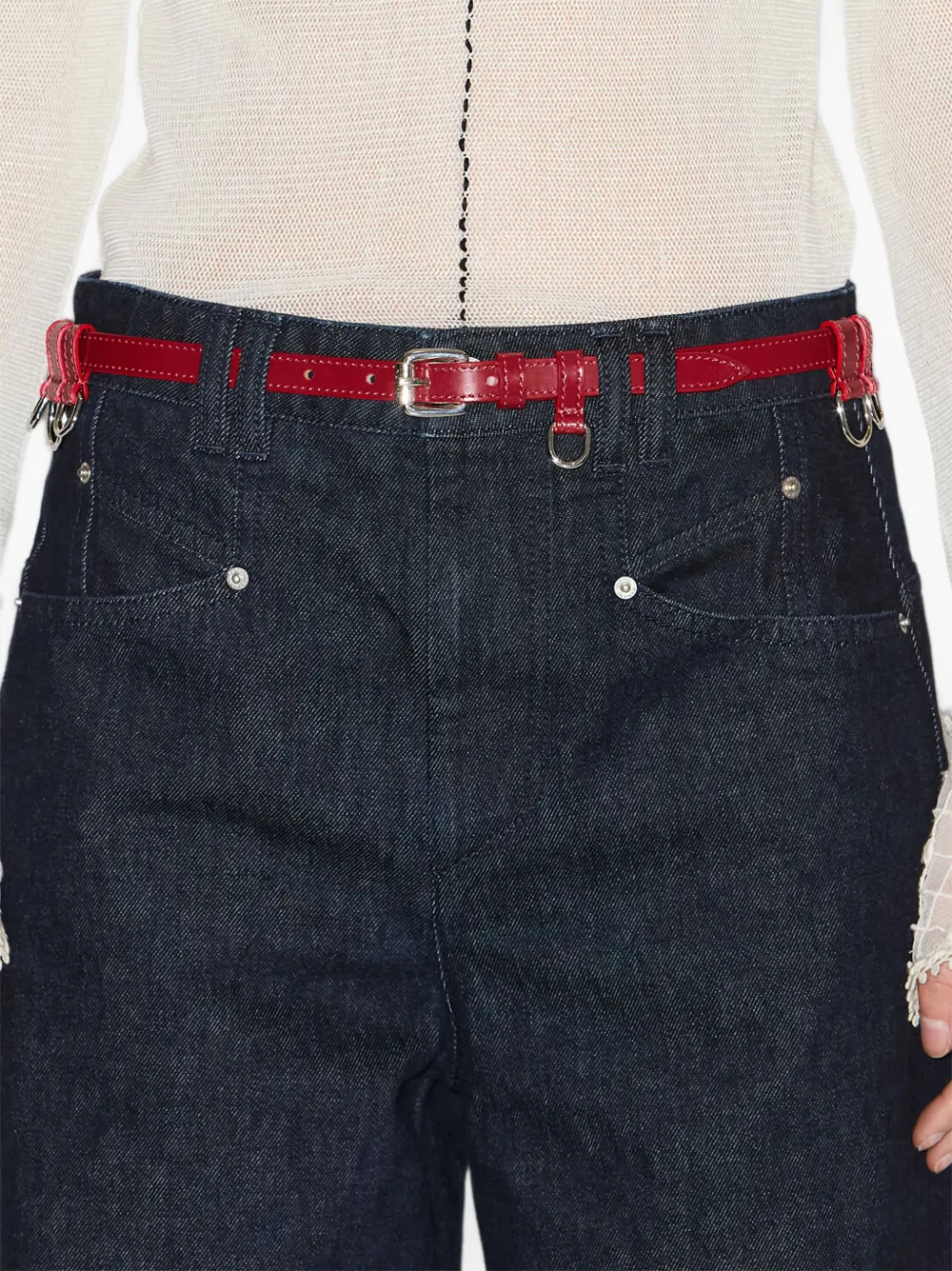 ISABEL MARANT Leren riem met ringdetail Rood