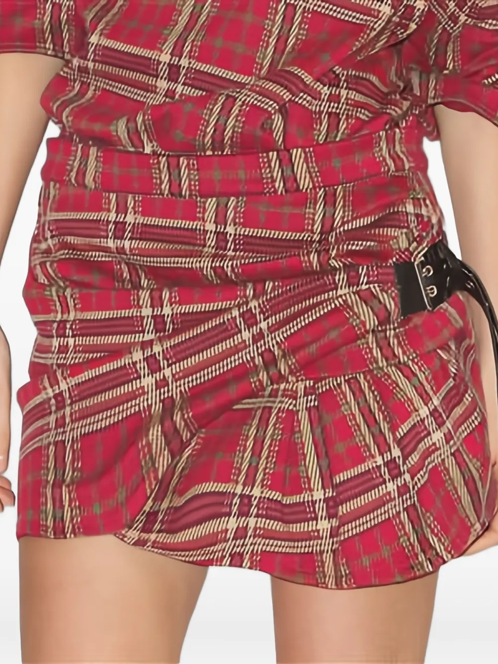 ISABEL MARANT Geruite rok met riem - Rood