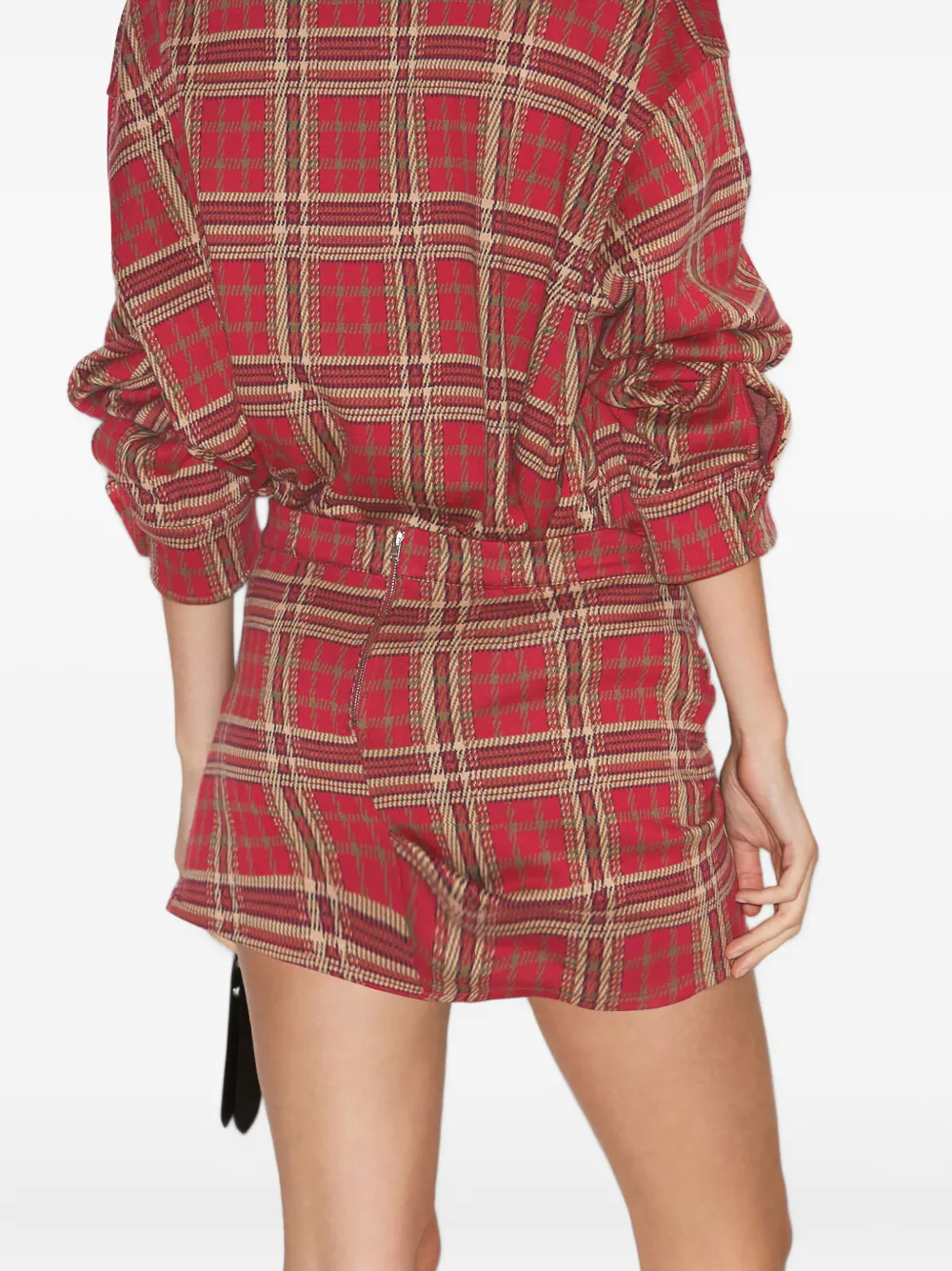 Isabel Marant Gisen Belted Plaid Cotton Miniskirt In Red