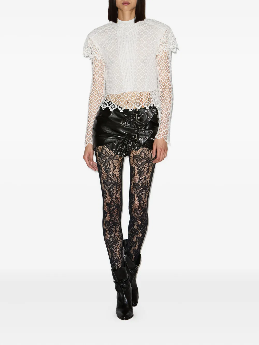 ISABEL MARANT Leren rok met gespdetail - Zwart
