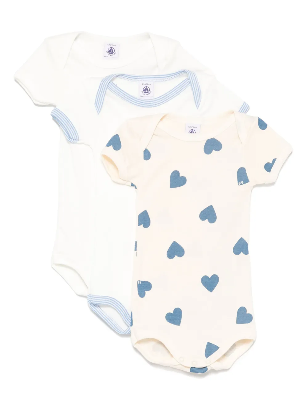 Petit Bateau Drie katoenen rompesr Wit