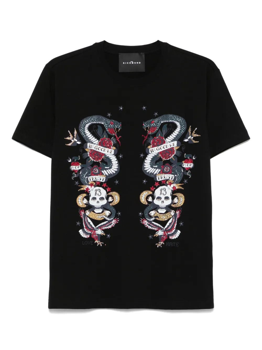 John Richmond T-shirt met grafische print Zwart