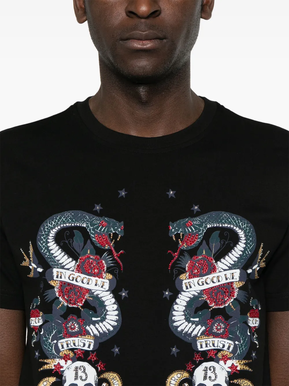 John Richmond T-shirt met grafische print Zwart