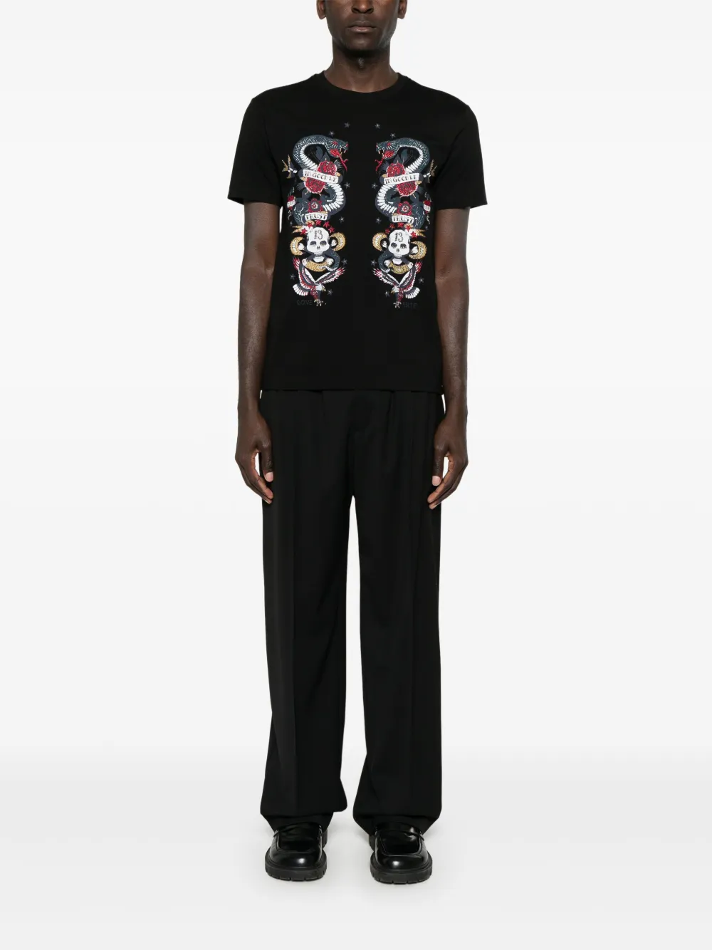 John Richmond T-shirt met grafische print - Zwart