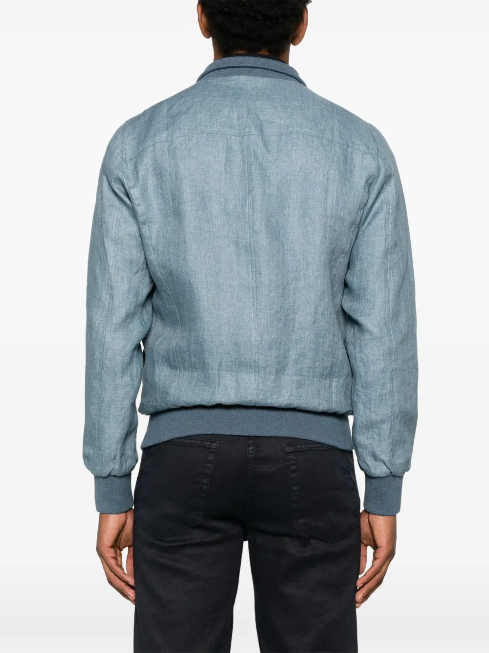Barba Linnen bomberjack Blauw