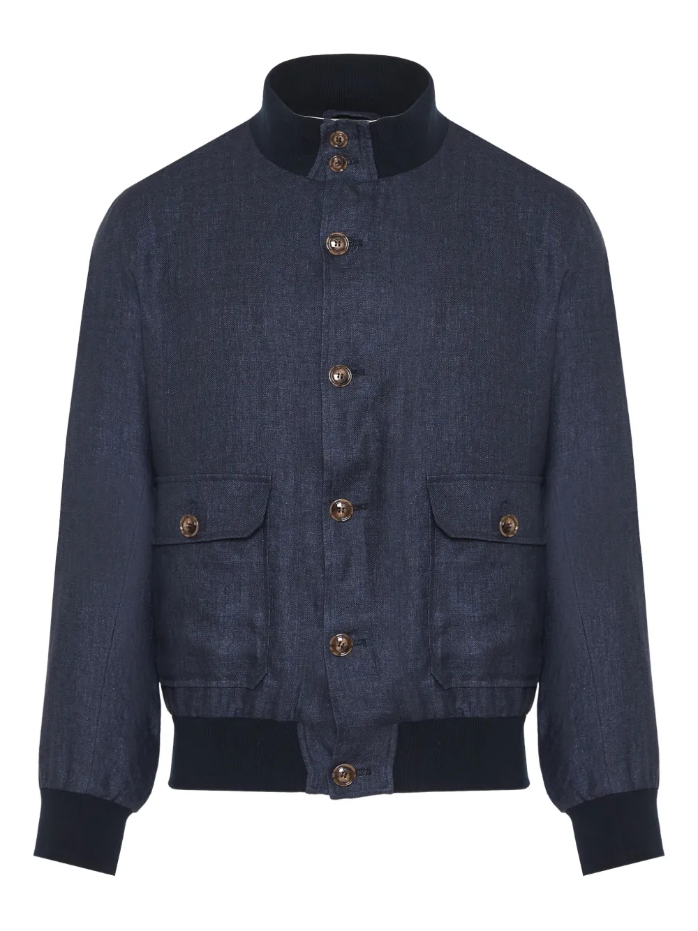 Barba Button-up denim bomberjack Blauw