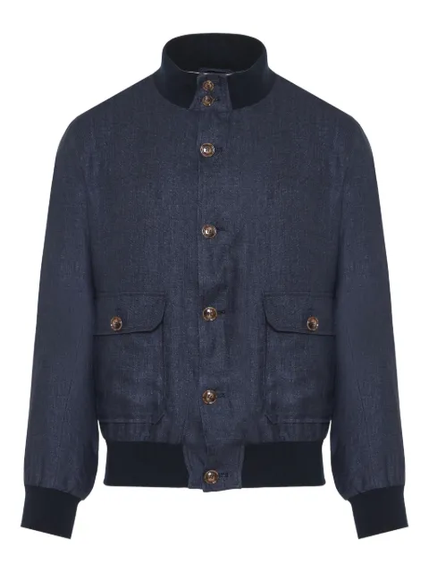 Barba button-up denim bomber jacket