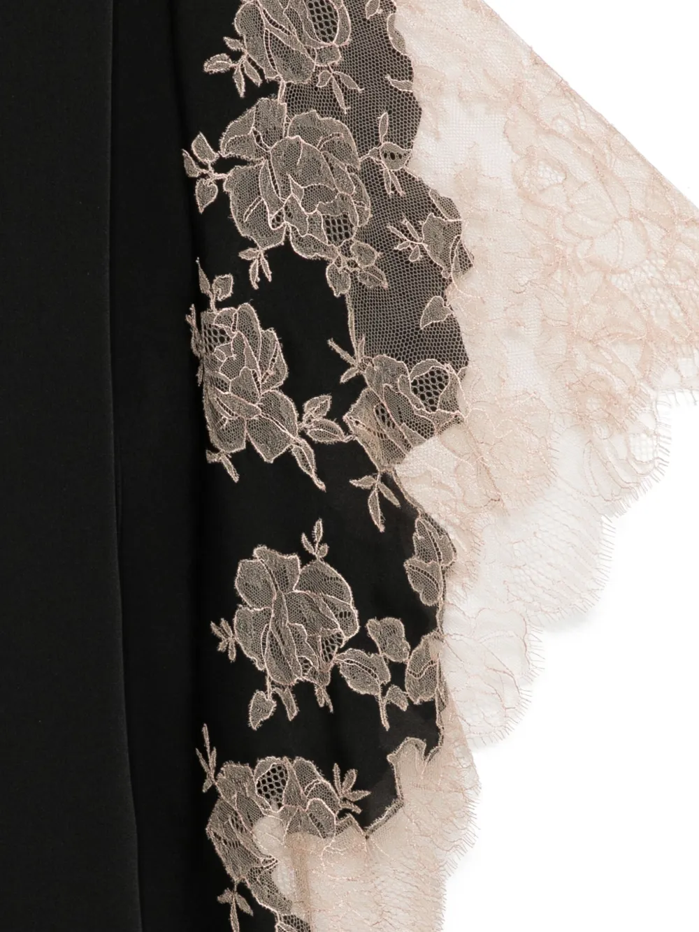 Carine Gilson Calais Caudry-lace Silk Robe In Black