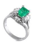 LB Exclusive platinum diamond and emerald ring - Silver