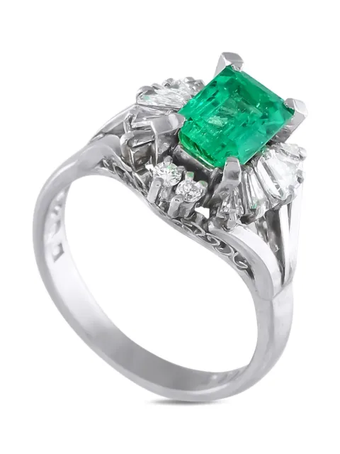 LB Exclusive platinum diamond and emerald ring