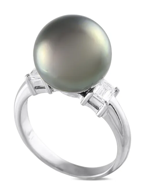 Bague en platine à perles sertie de diamant - LB Exclusive - Modalova