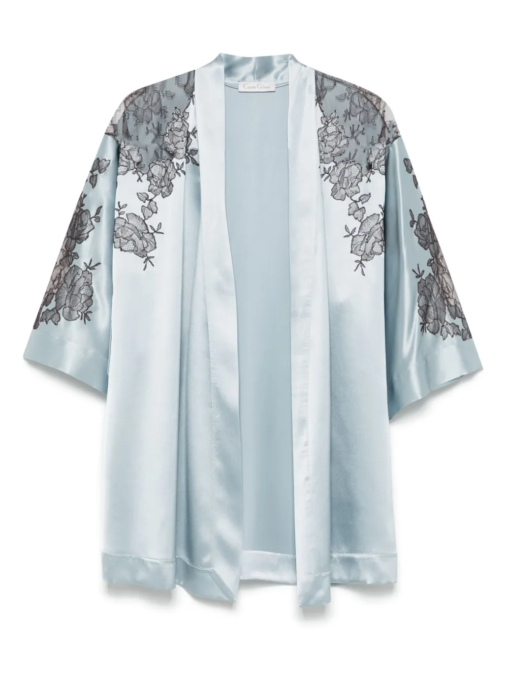 Carine Gilson Satin Silk Short Robe In Green