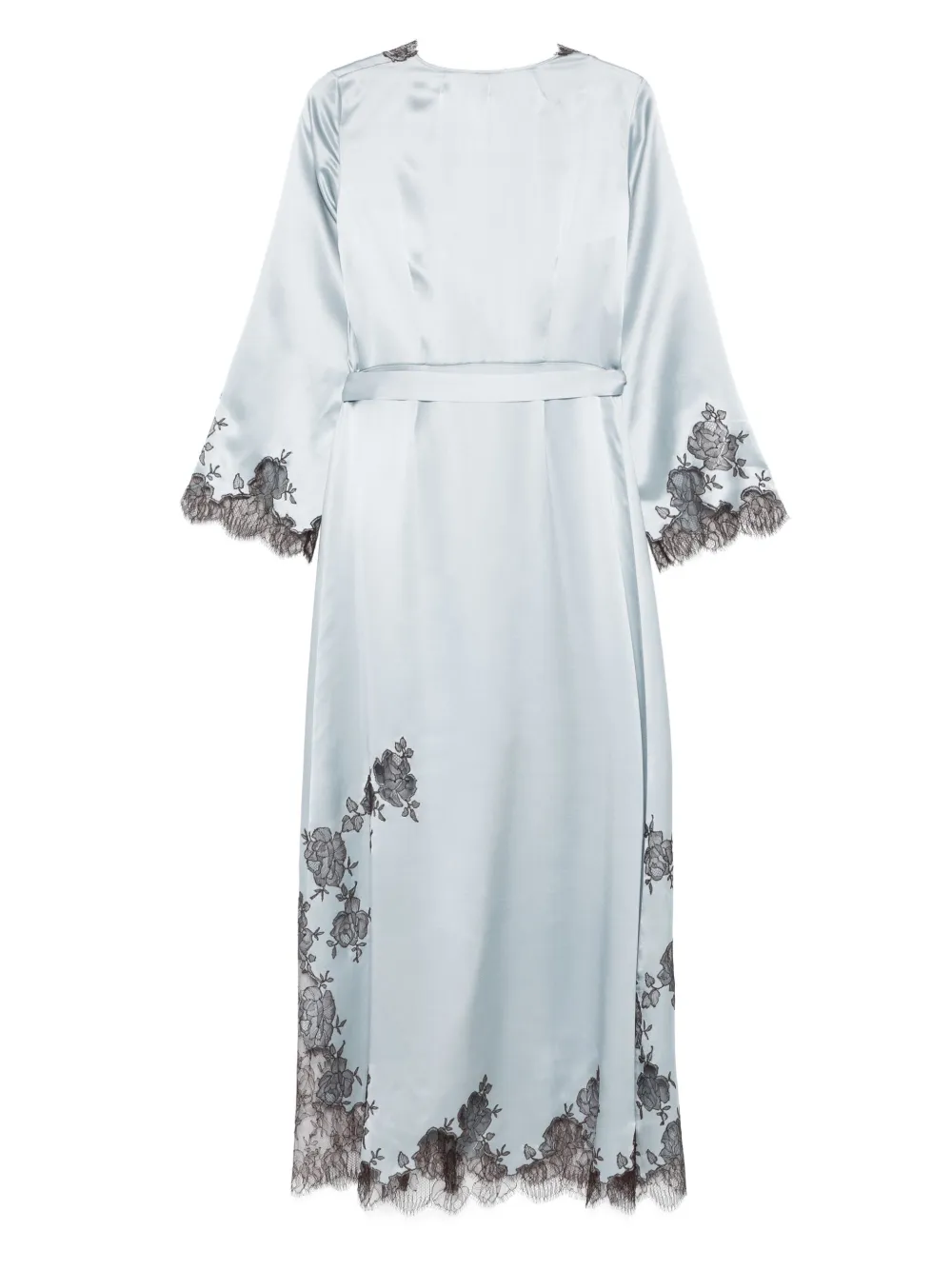 Carine Gilson Satin Silk Wrap Robe In Blue