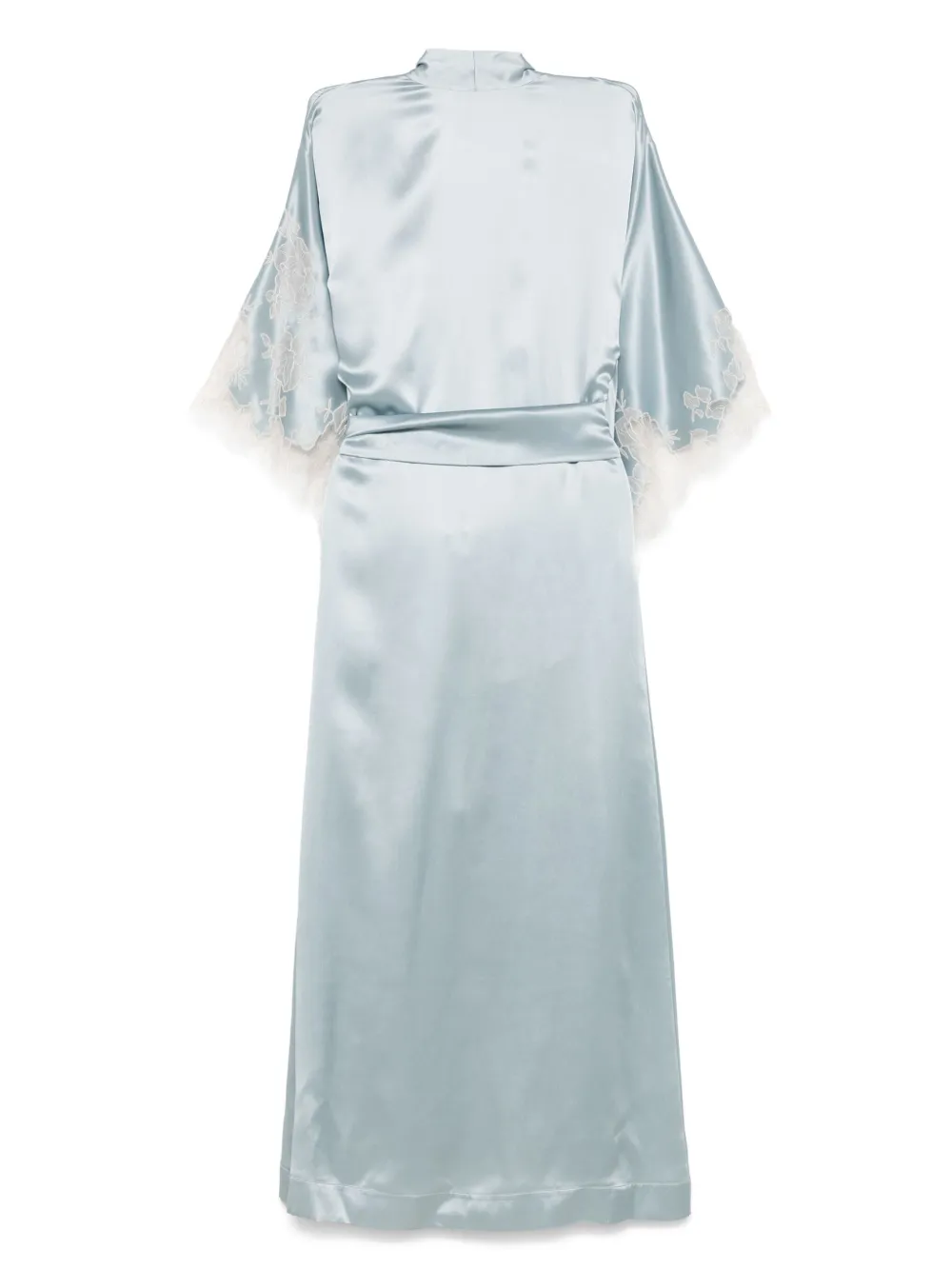 Carine Gilson Satin Silk Long Robe In Blue