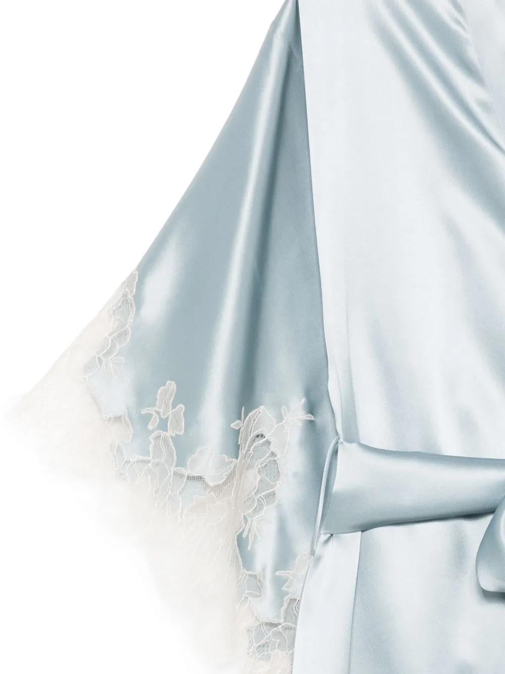 Carine Gilson Satin Silk Long Robe In Blue