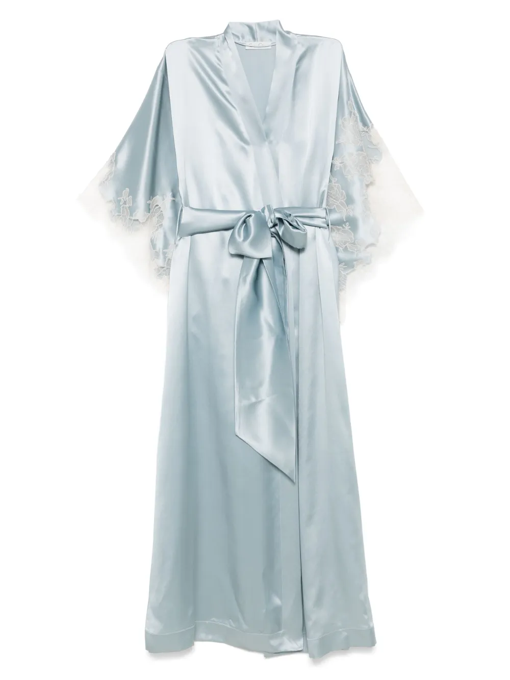 Carine Gilson Satin Silk Long Robe In Blue