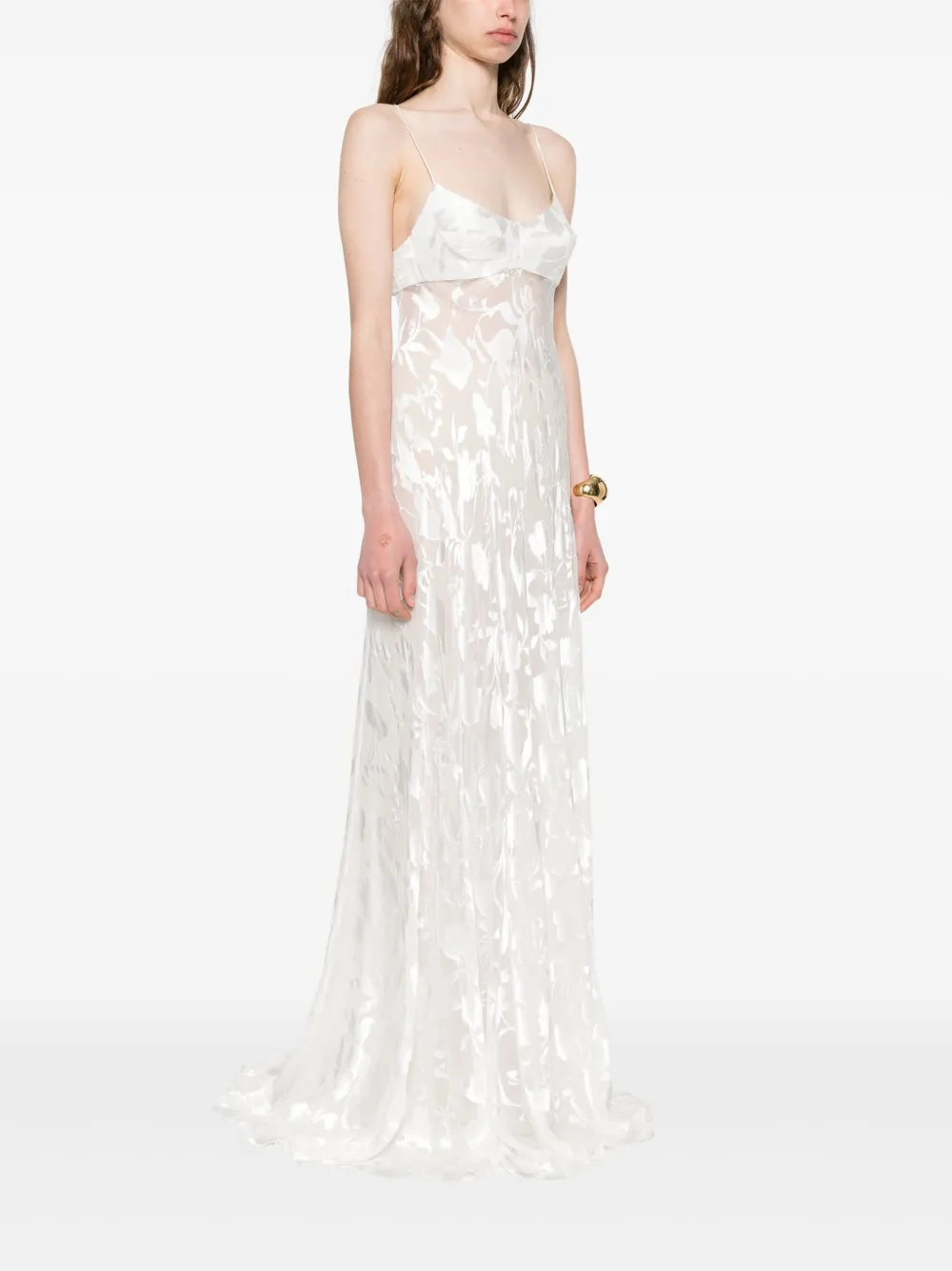 Ermanno Scervino Maxi-jurk met bloemjacquard Wit