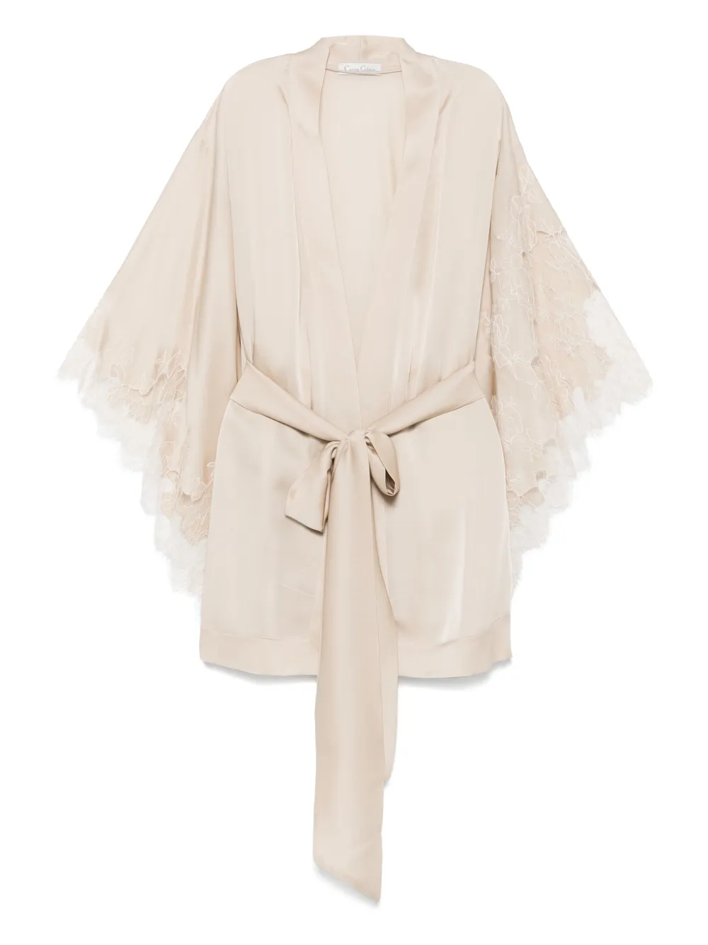 Carine Gilson Silk Dressing Gown In Neutral