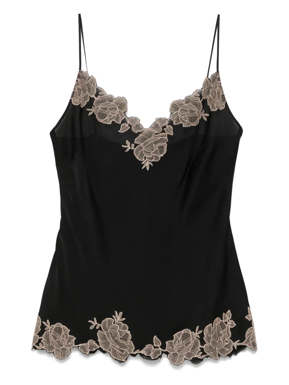 Carine Gilson Calais Caudry-lace Silk Camisole In Black