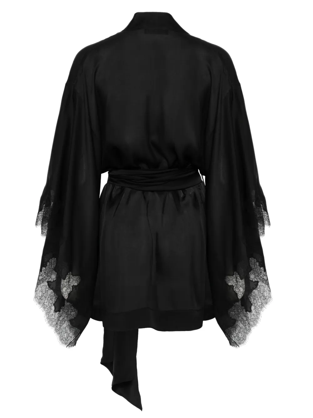 Carine Gilson Calais Caudry-lace silk robe Zwart