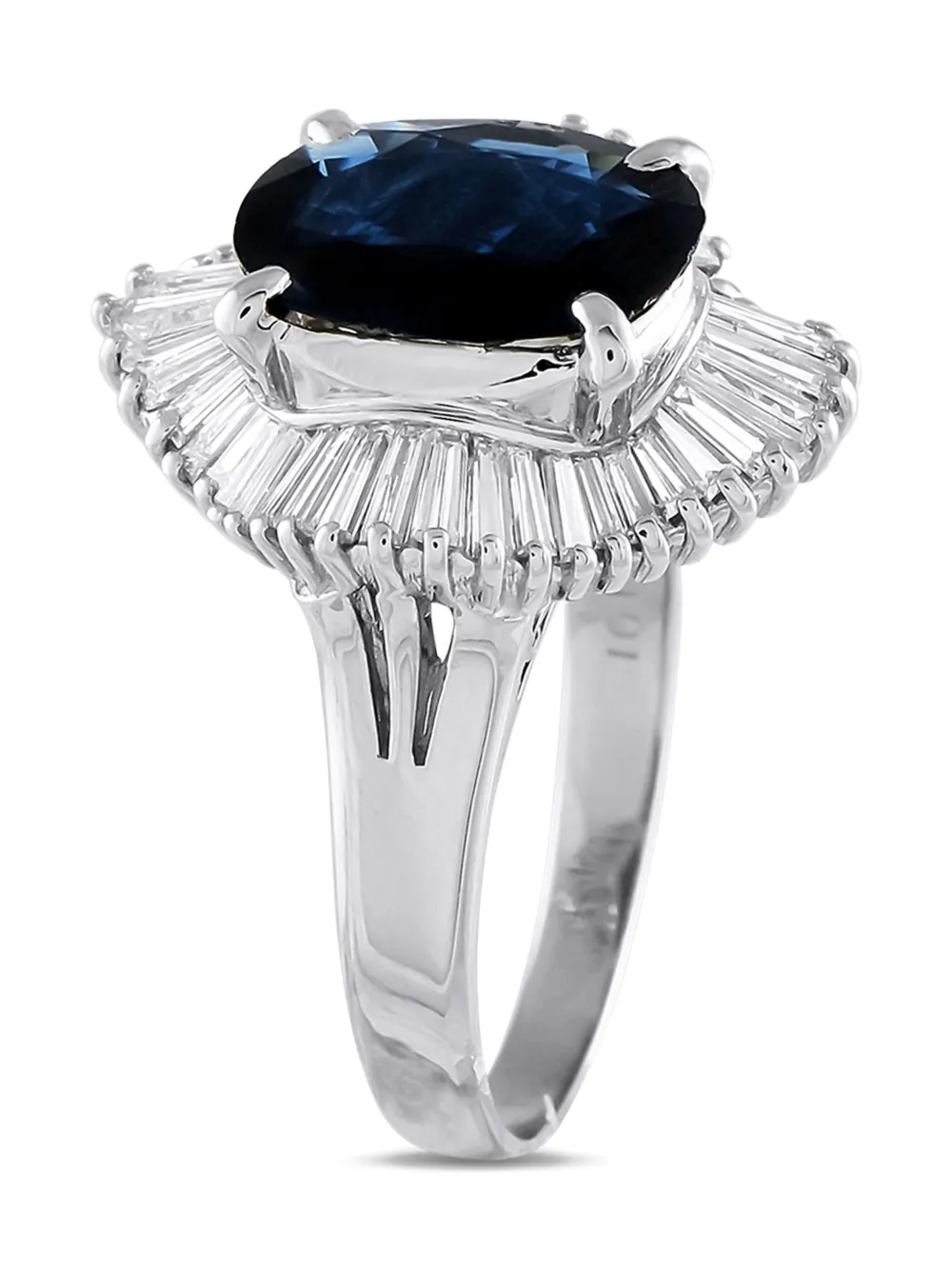 Pre-owned Lb Exclusive Platinum Diamond And Jade Ring In Silver