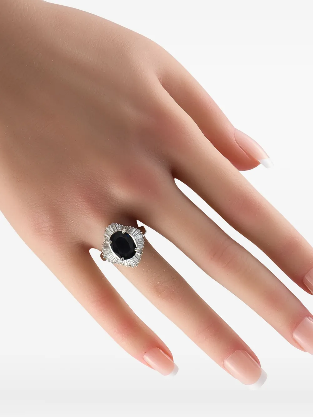 Pre-owned Lb Exclusive Platinum Diamond And Jade Ring In Silver