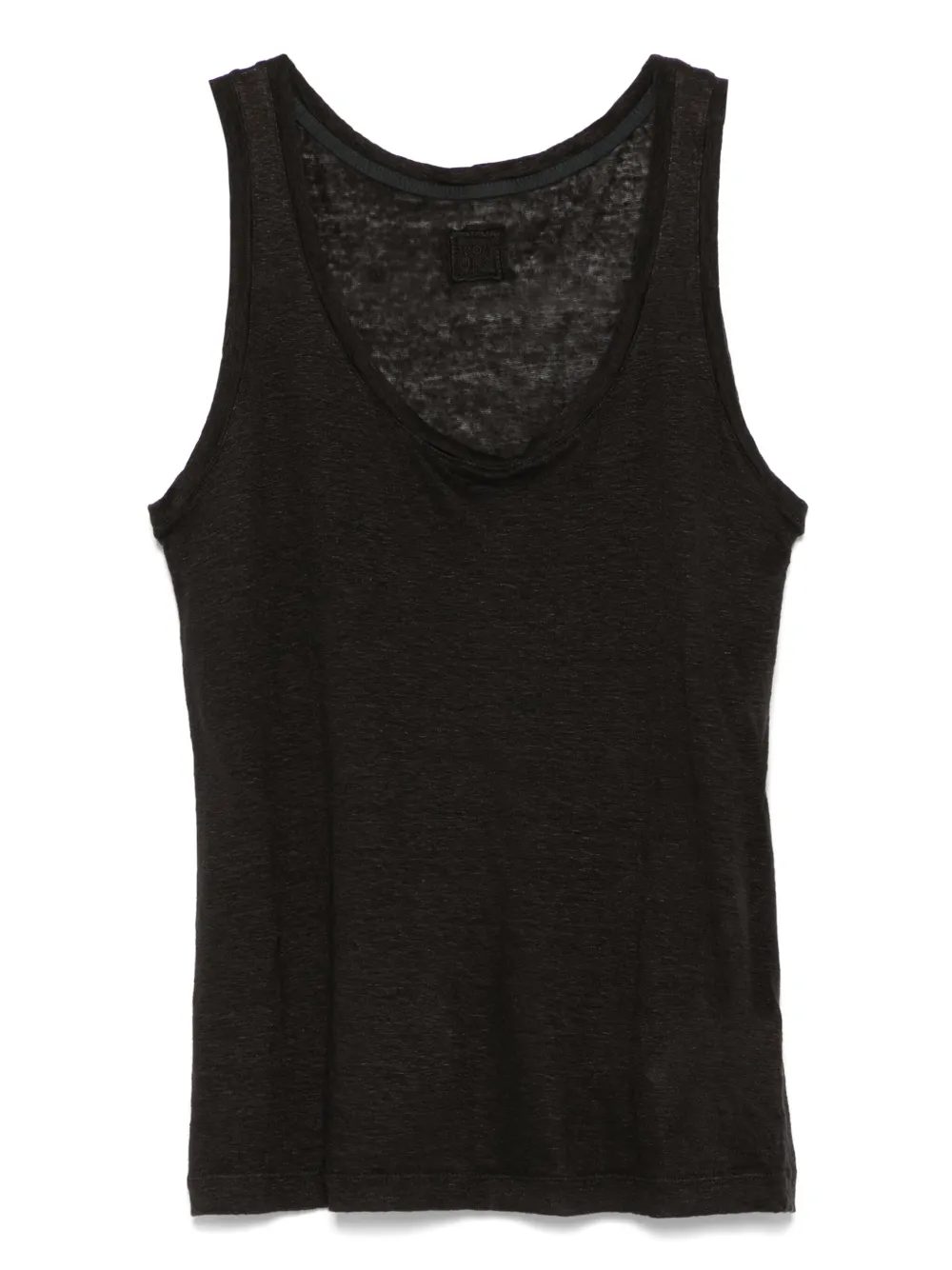120% Lino camiseta con cuello redondo | negro | Image 1