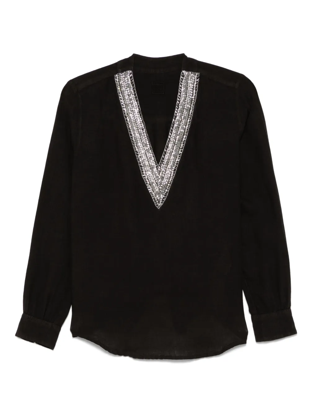 120% Lino crystal-embellished blouse | Black | Image 1