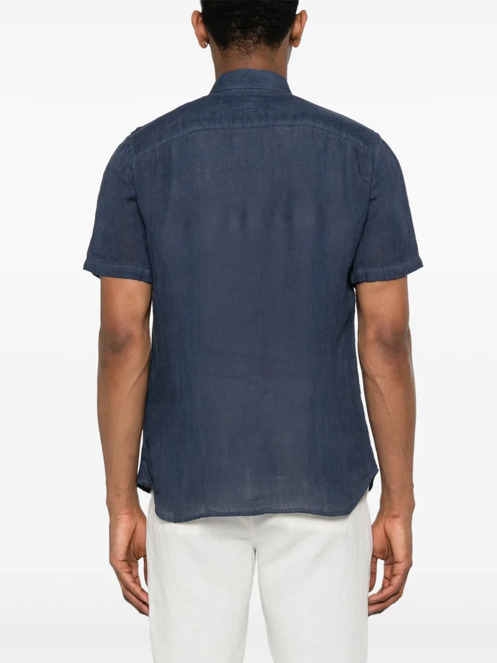 120% Lino Linnen overhemd Blauw