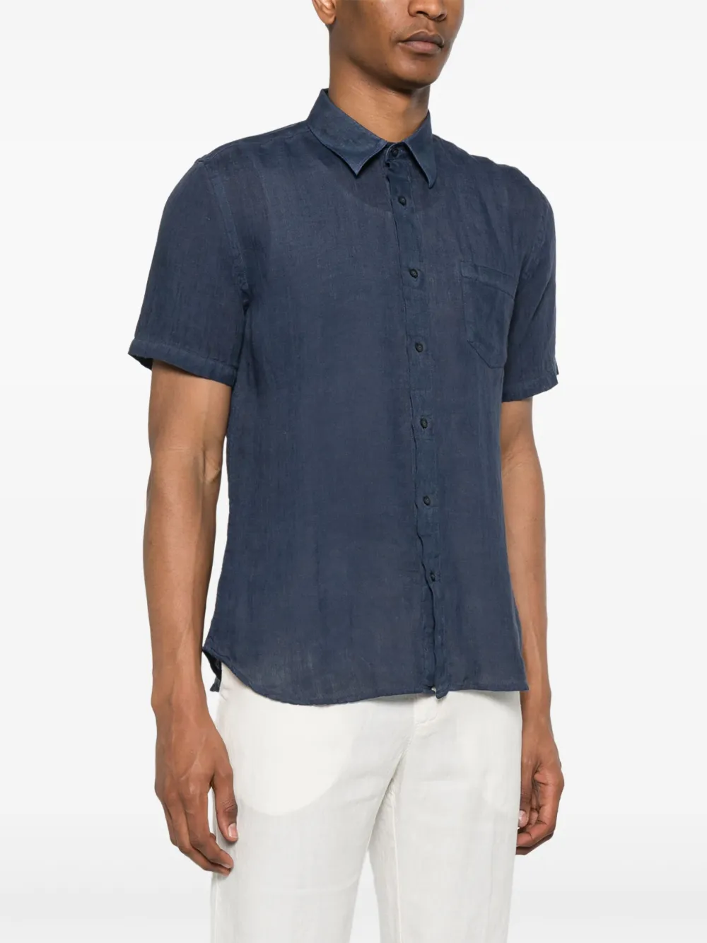 120% Lino Linnen overhemd Blauw