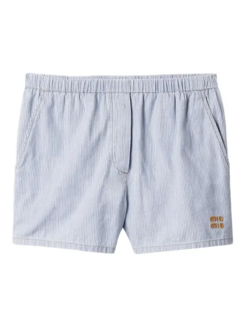 Miu Miu shorts de tejido chambray con motivo de rayas