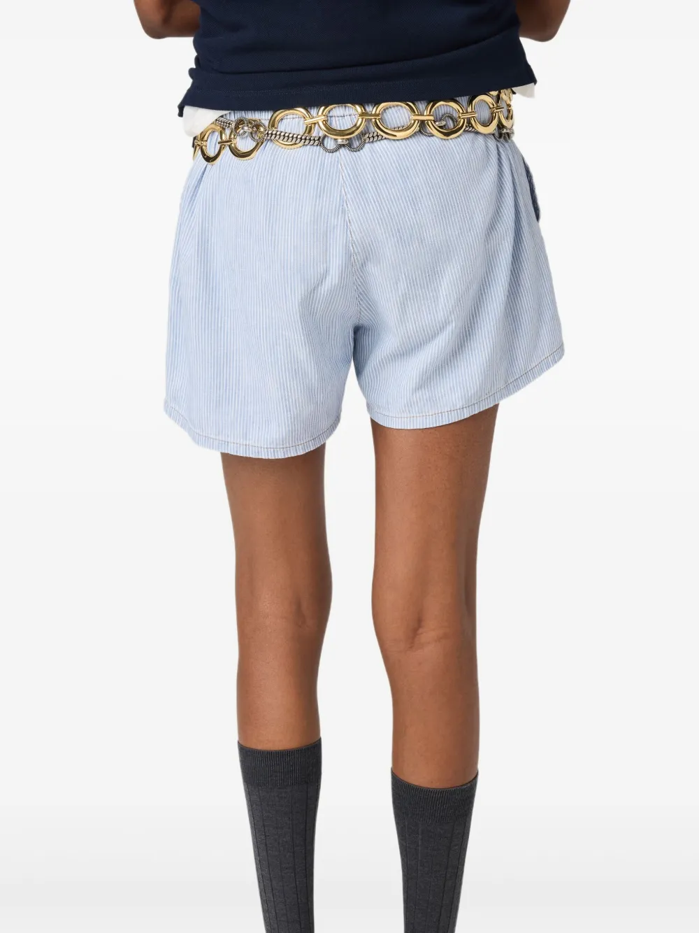 Miu Chambray gestreepte shorts Blauw