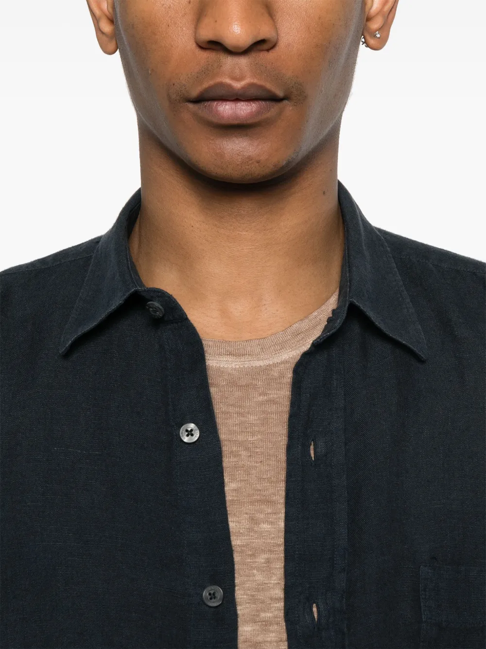 120% Lino Linnen overhemd Blauw