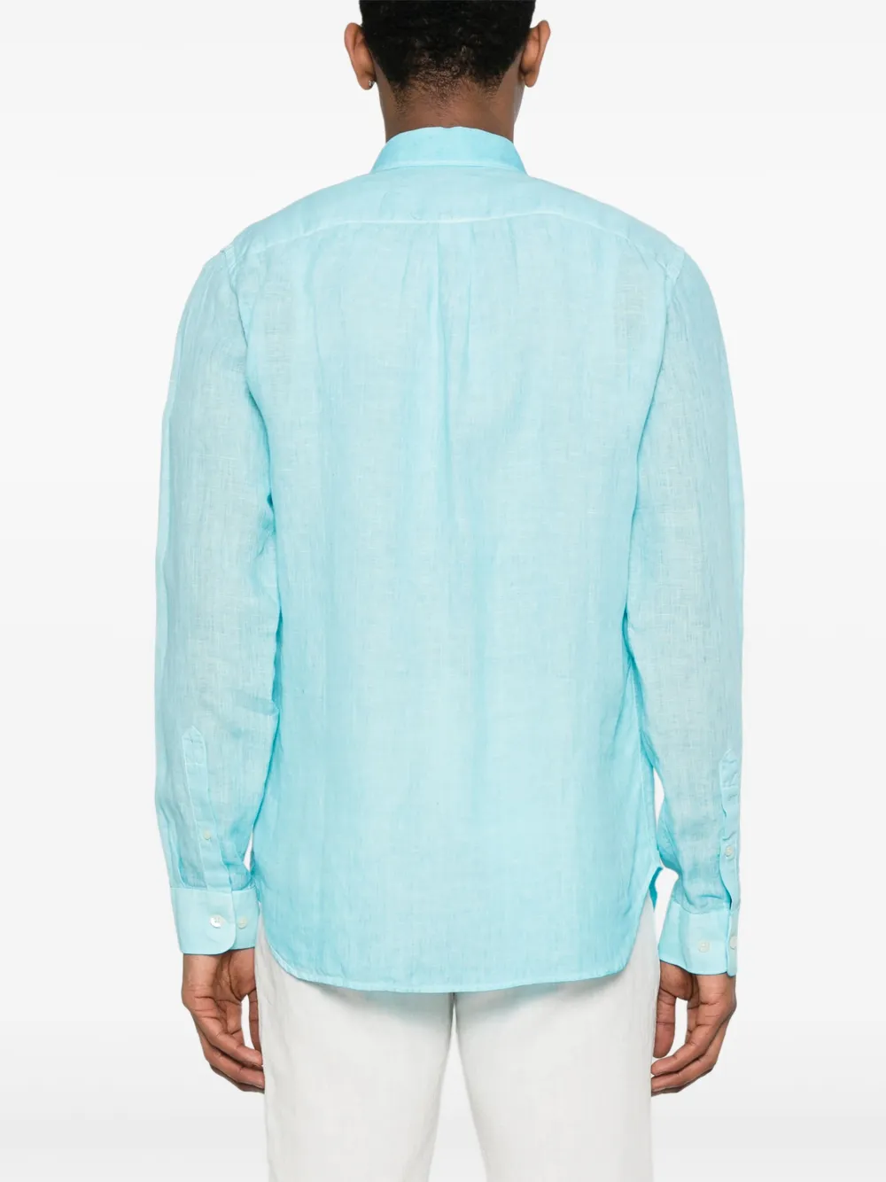 120% Lino Linnen overhemd Blauw