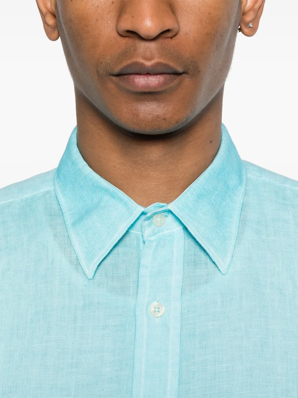 120% Lino Linnen overhemd Blauw