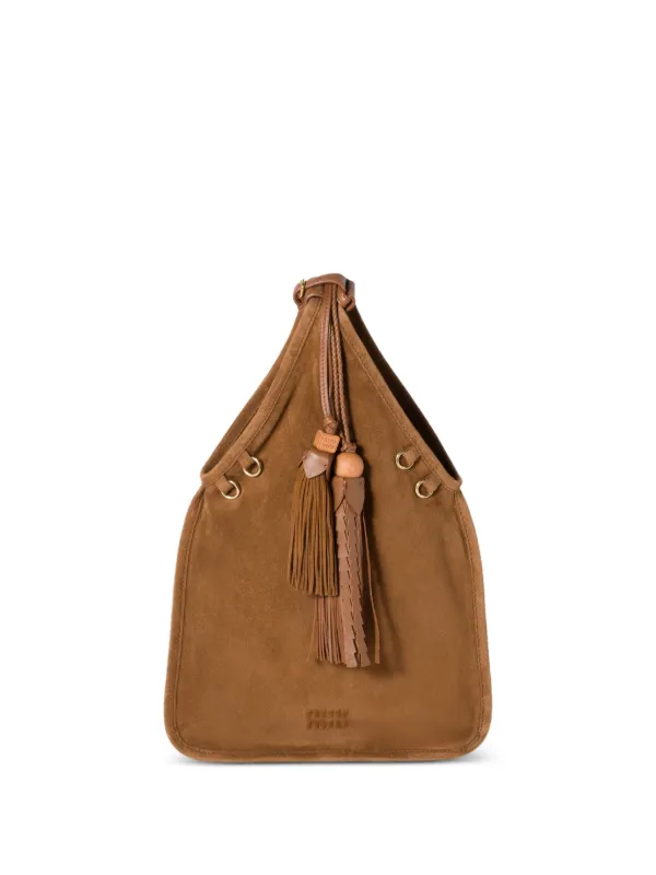 Miu Miu Tassel-detail Shoulder Bag in Brown