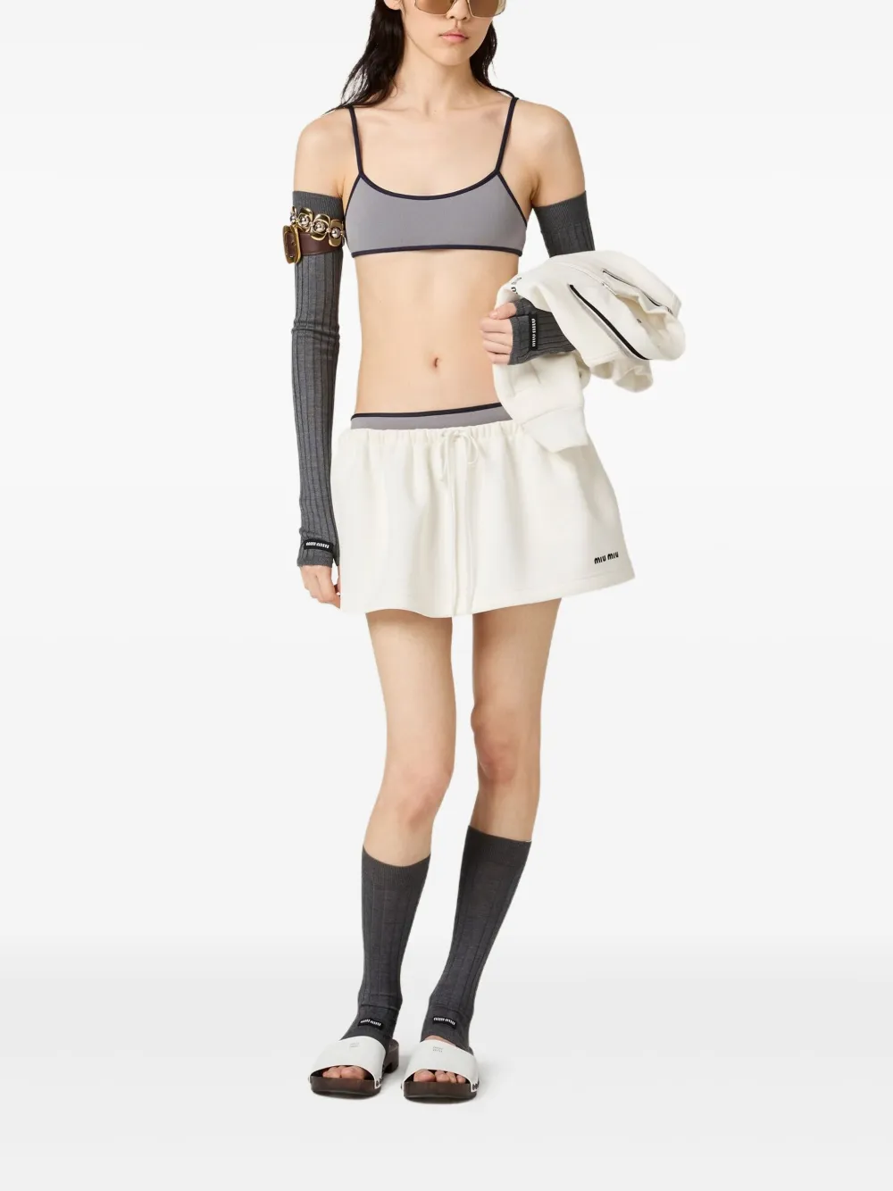 Miu Miu Mini-rok van katoenen-jersey - Wit