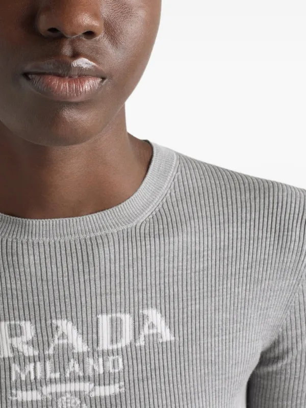 Prada リブニット トップ | グレー | FARFETCH JP