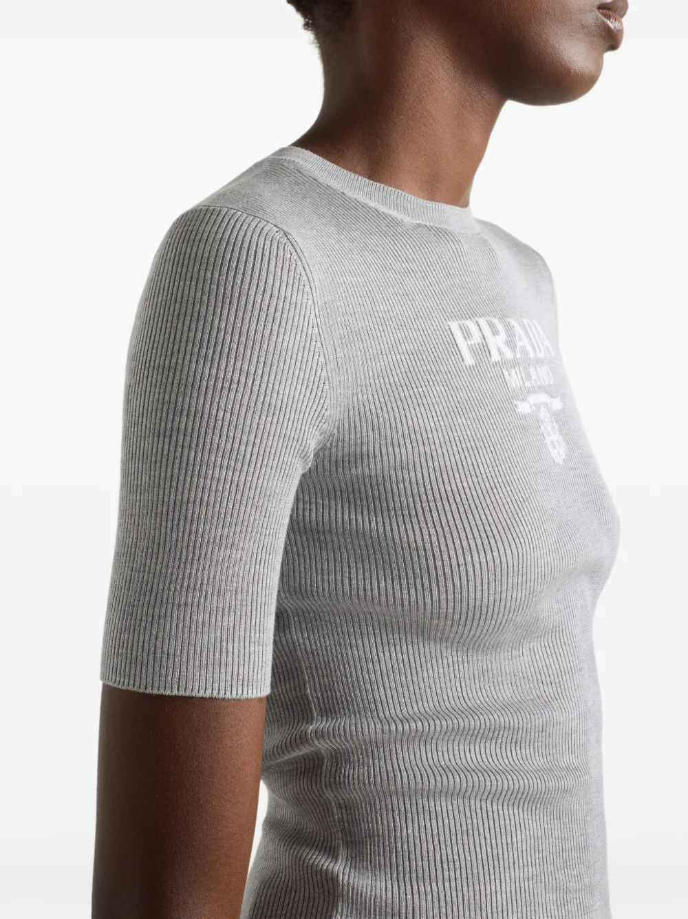 Prada Ribgebreide top Grijs