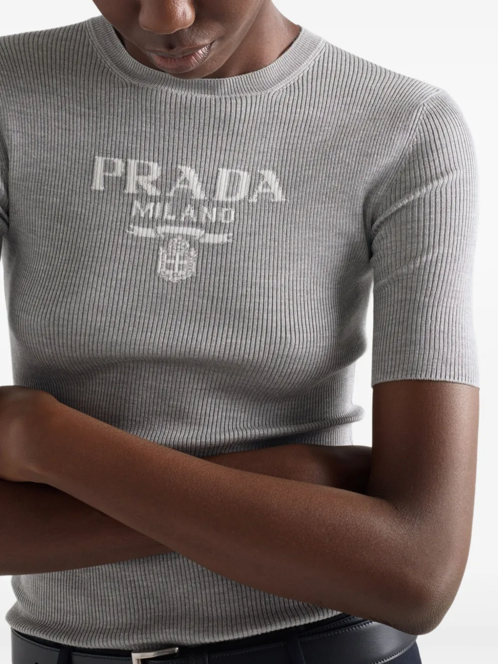 Prada Ribgebreide top Grijs