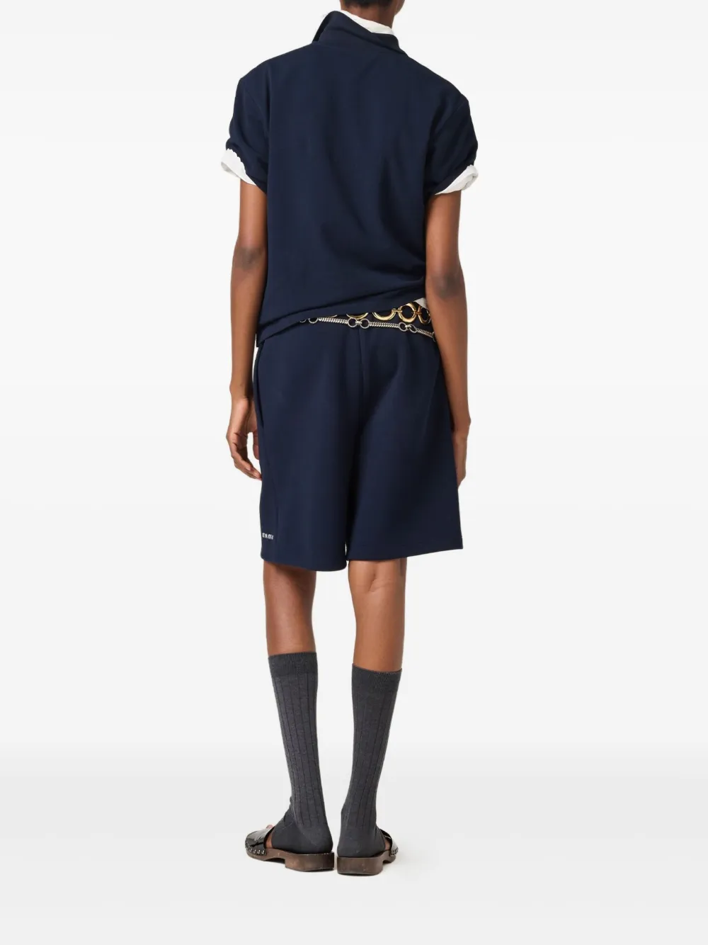 Miu Katoenen-jersey shorts Blauw