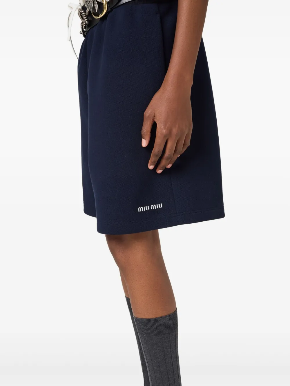 Miu Katoenen-jersey shorts Blauw