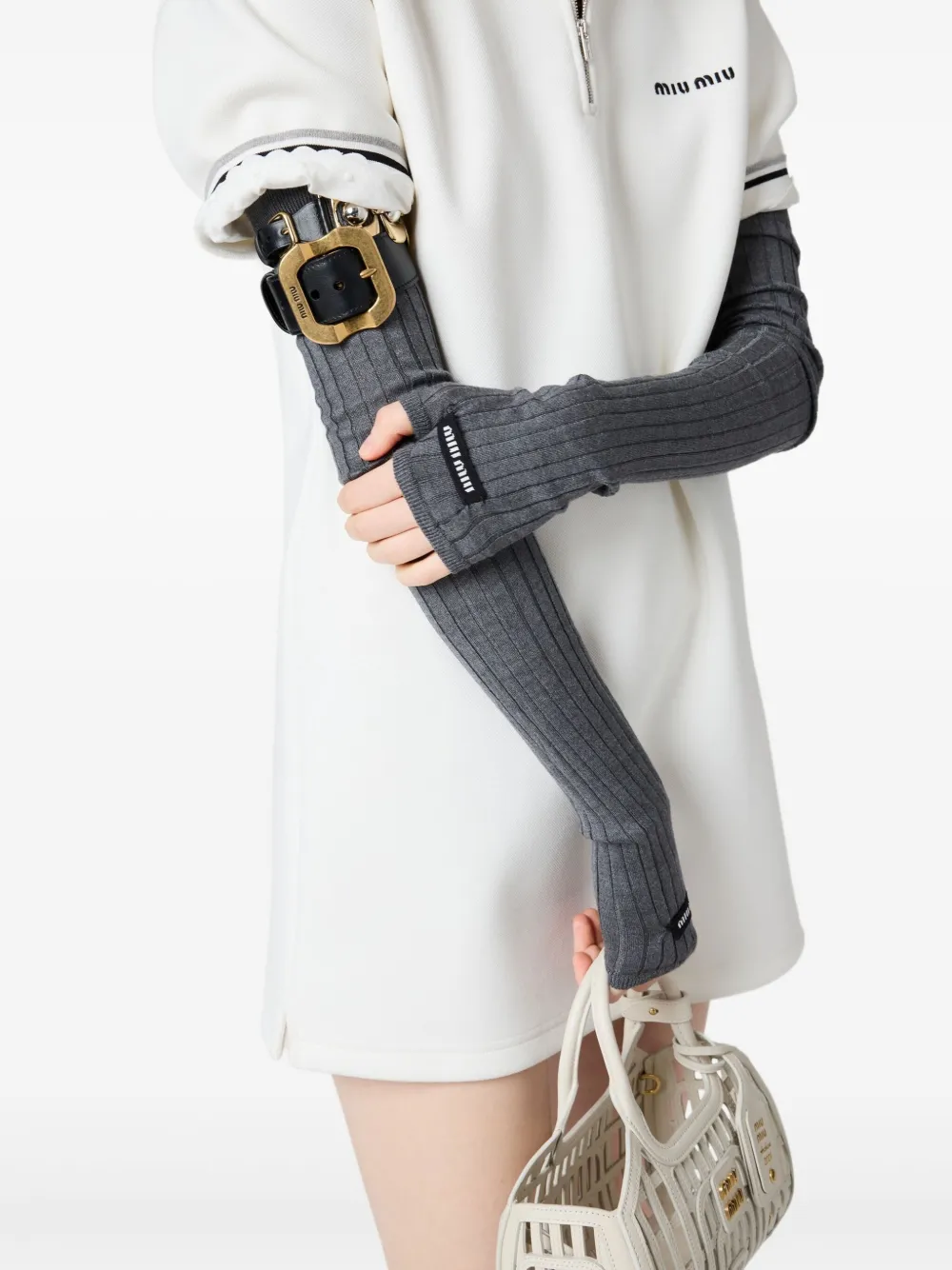 Miu Jurk van katoenen-jersey Wit