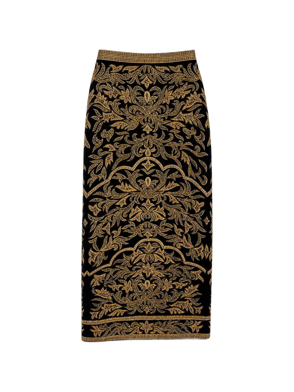 alice + olivia damask-print straight midi skirt