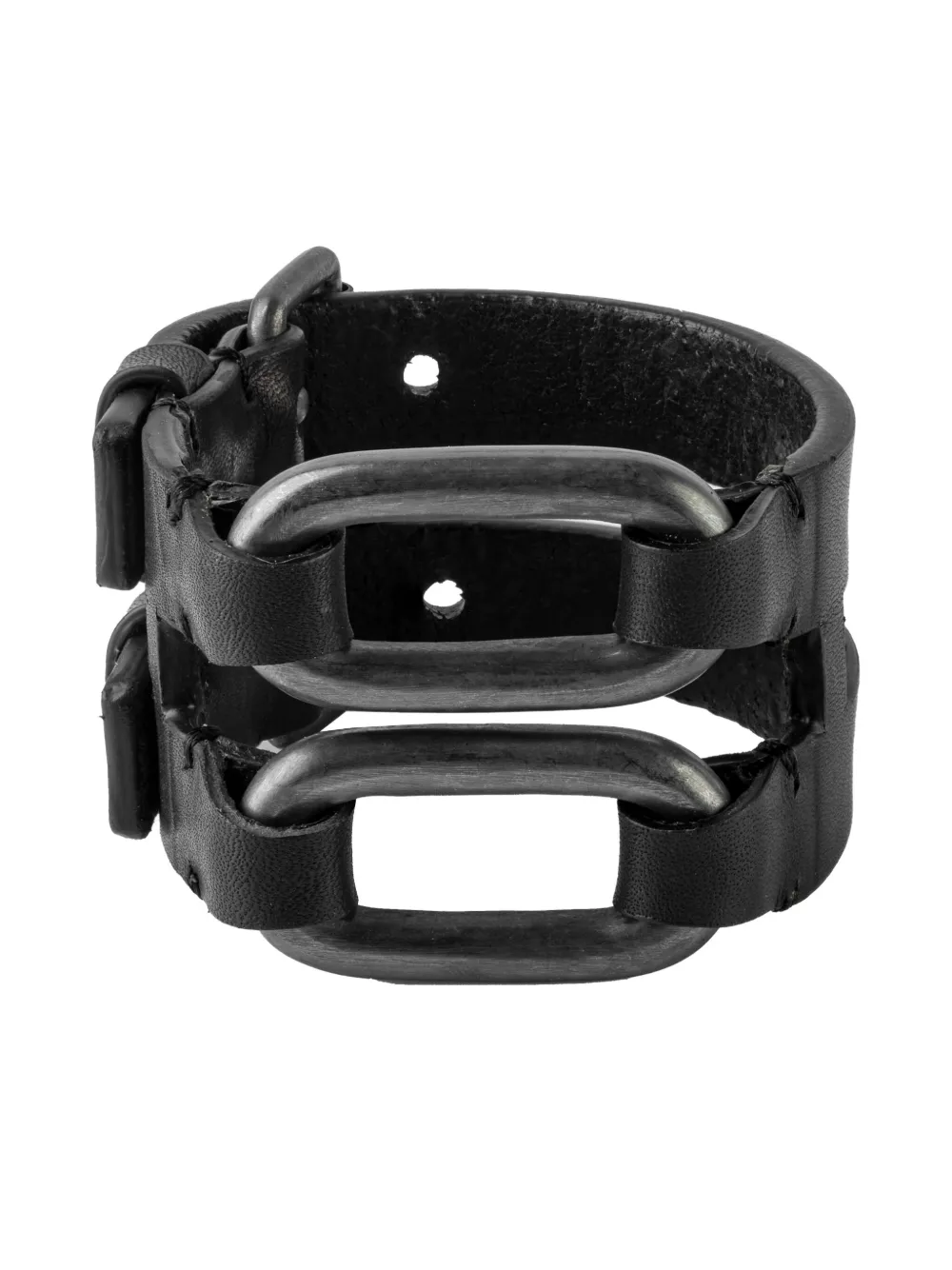 Parts of Four sterling silver leather link gauntlet - ブラック Parts of Four sterling silver leather link gauntlet - ブラック