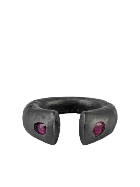 Parts of Four sterling-silver Little Druid ruby ring