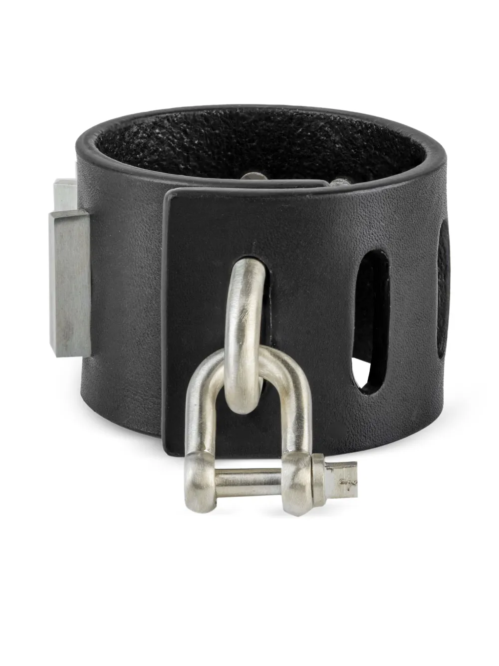 Parts of Four sterling silver Restraint leather staple-stud bracelet | Black | Image 1