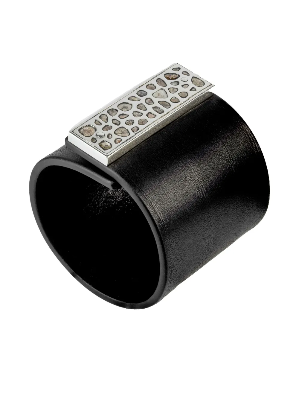  Parts Of Four Sterling Silver And Diamond Strap Bracelet - Black 